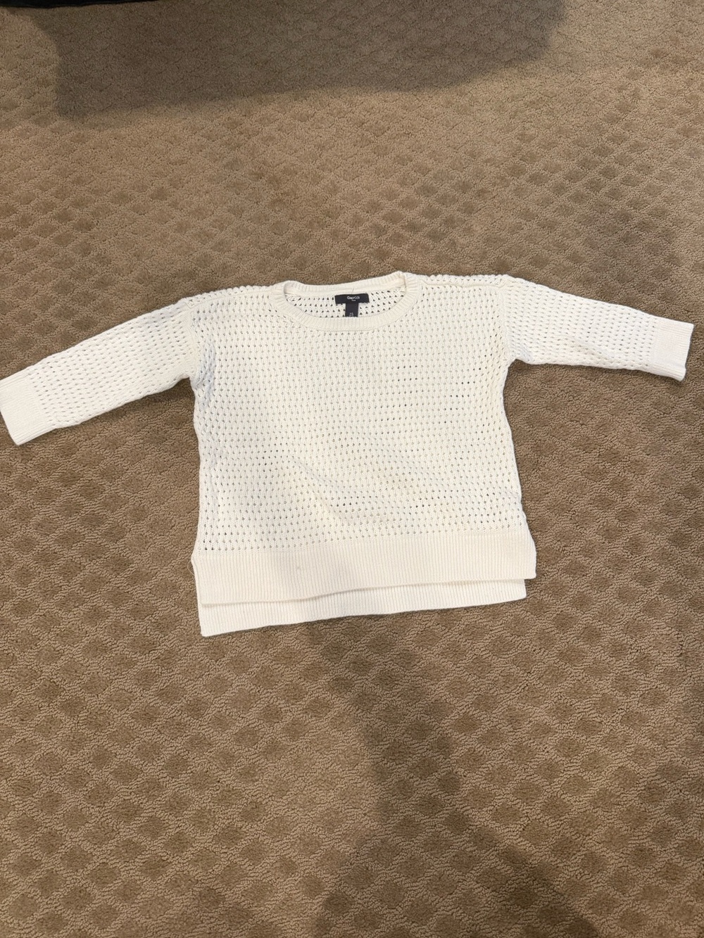 GAP Kids Cream Open-Weave Crewneck Sweater